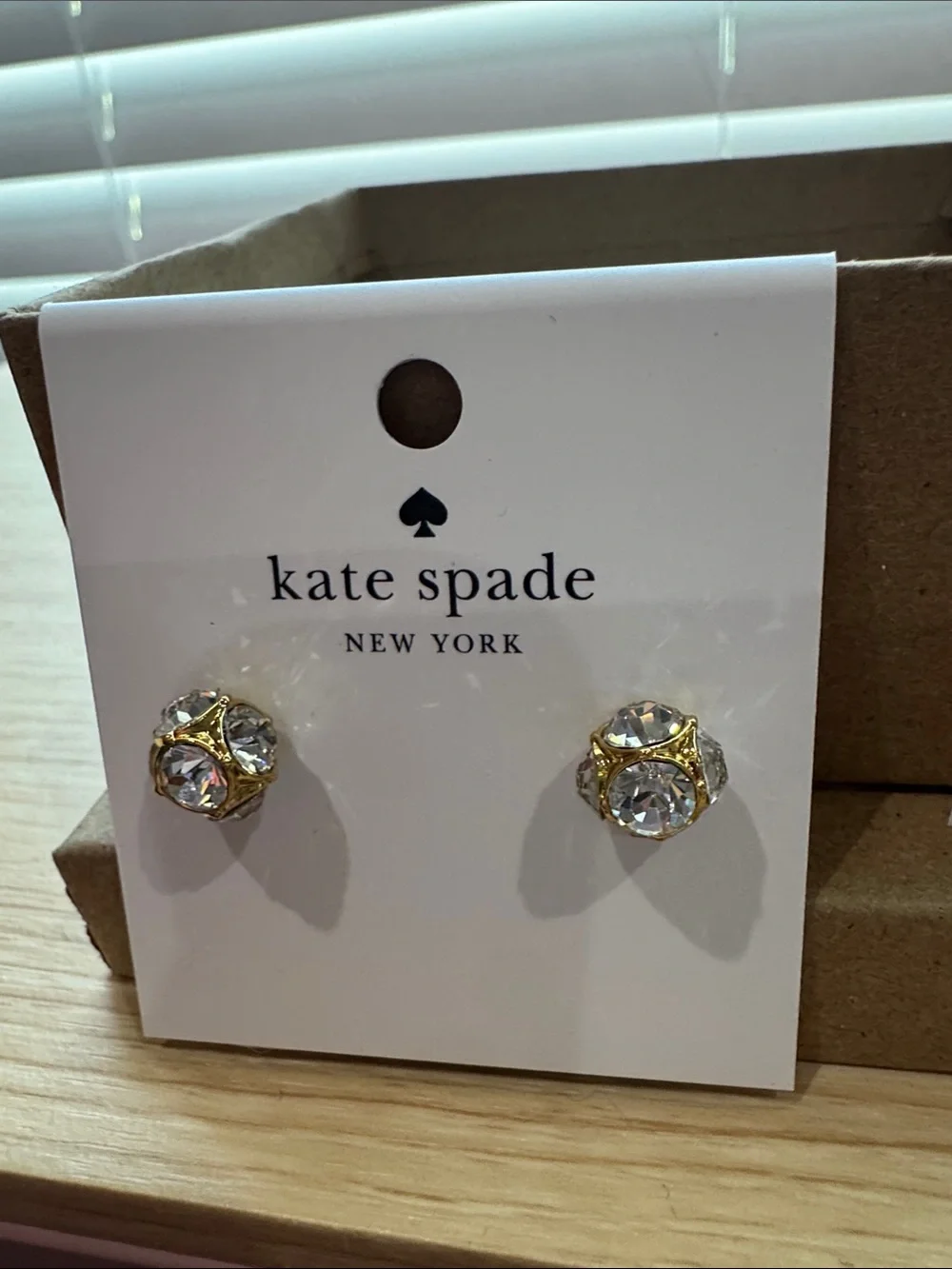 kate spade gold-tone clear crystal cluster stud earrings